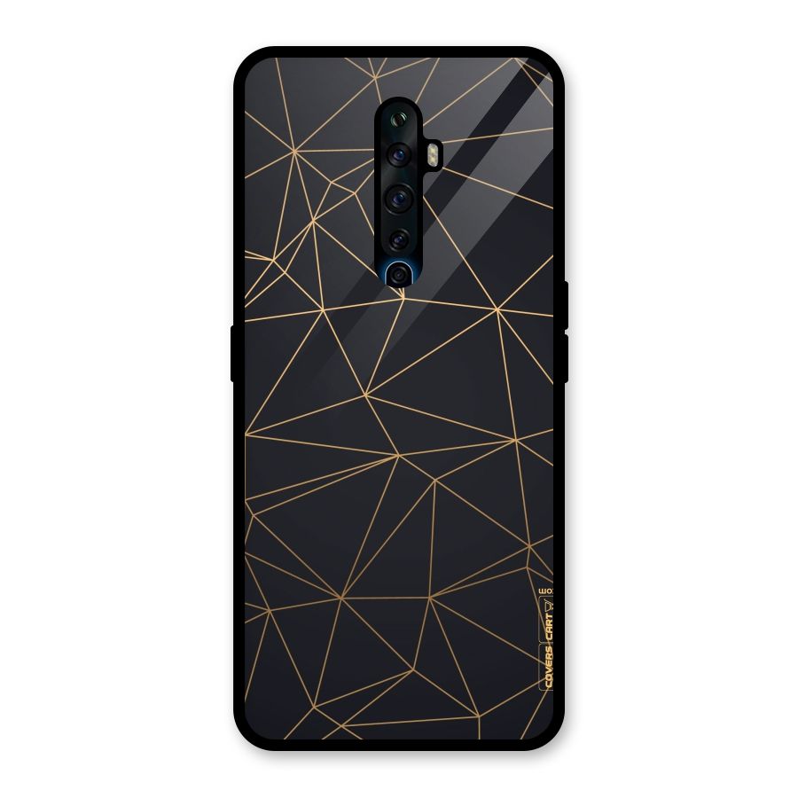 Black Golden Lines Glass Back Case for Oppo Reno2 F