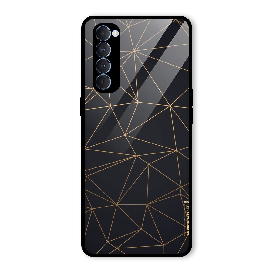 Black Golden Lines Glass Back Case for Oppo Reno4 Pro