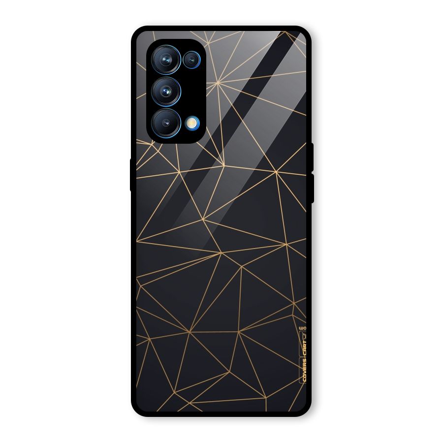 Black Golden Lines Glass Back Case for Oppo Reno5 Pro 5G