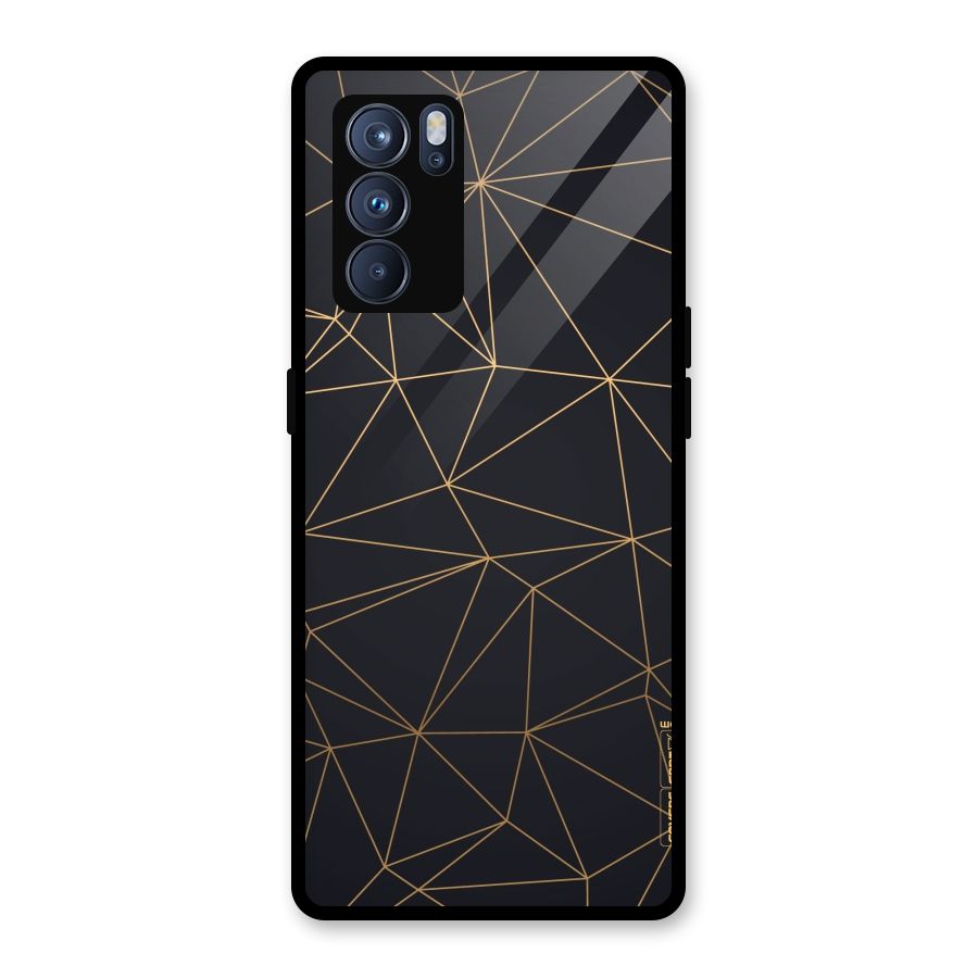Black Golden Lines Glass Back Case for Oppo Reno6 Pro 5G