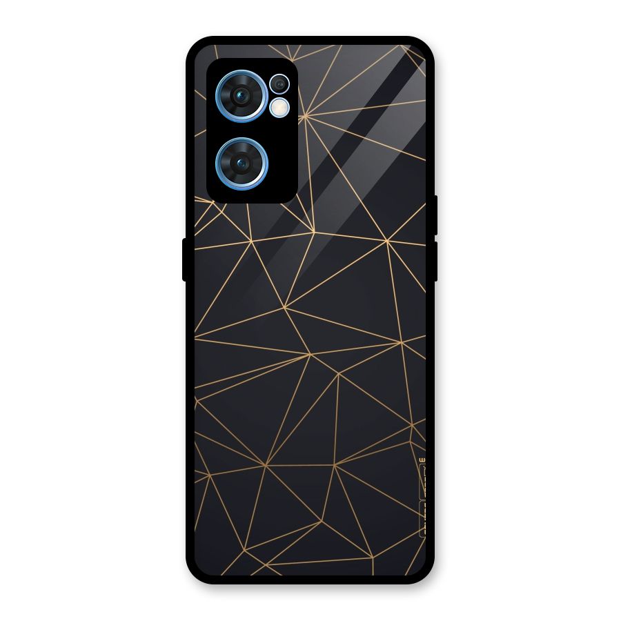 Black Golden Lines Glass Back Case for Oppo Reno7 5G