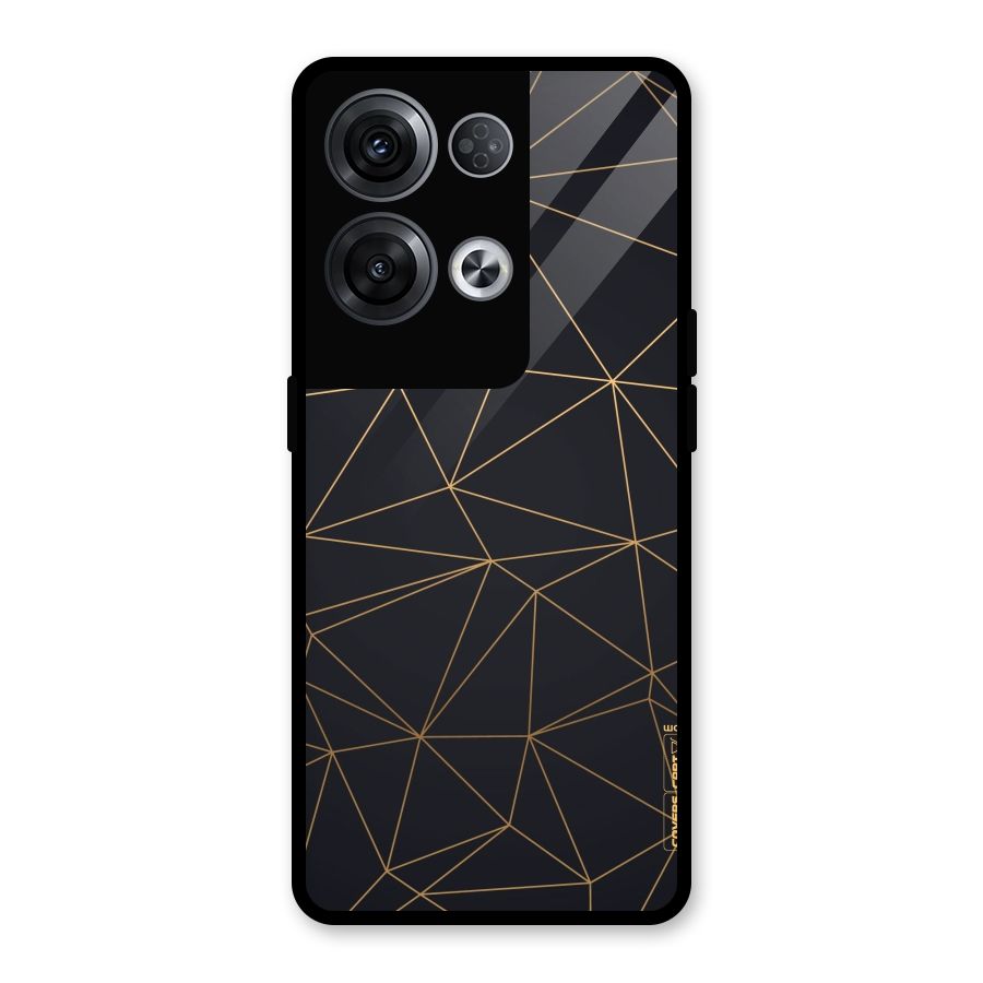 Black Golden Lines Glass Back Case for Oppo Reno8 Pro 5G