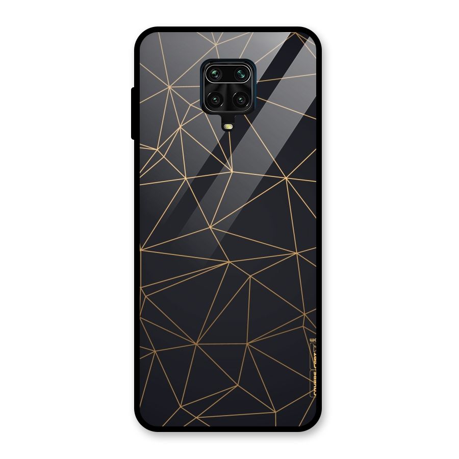 Black Golden Lines Glass Back Case for Poco M2 Pro