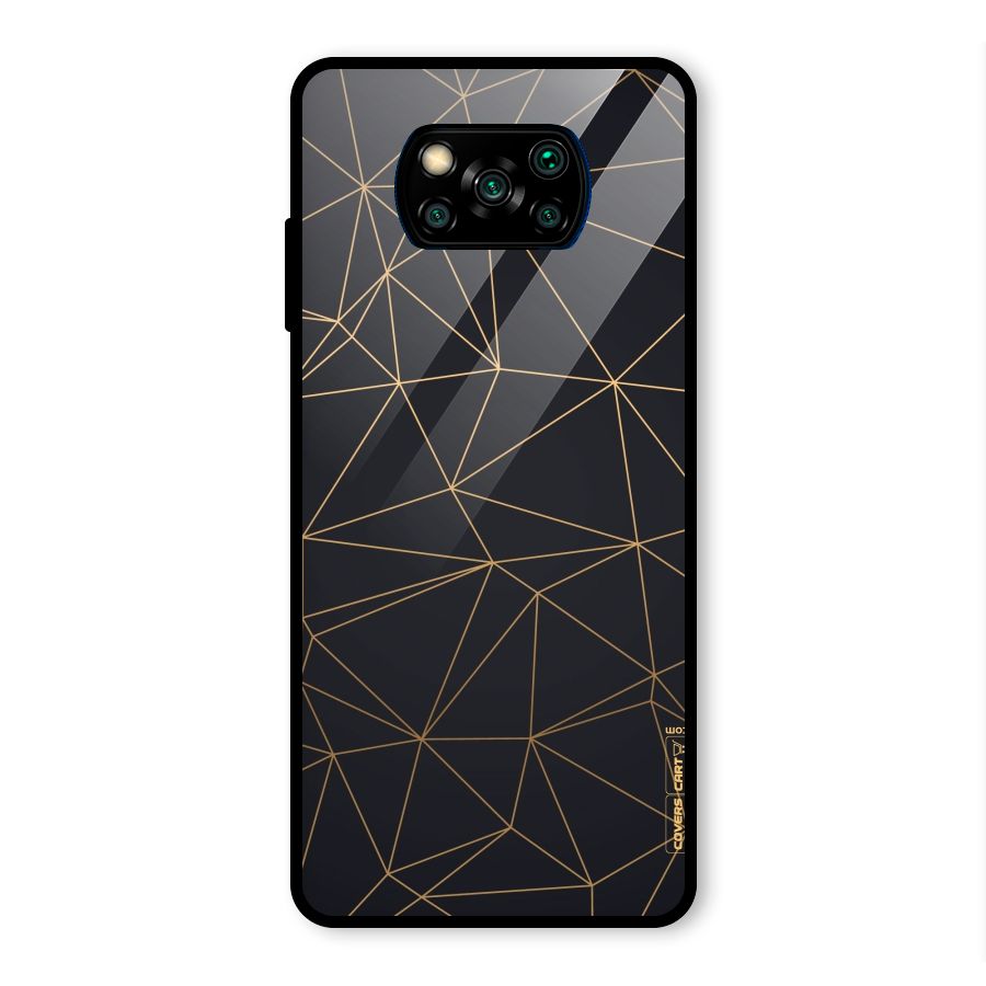Black Golden Lines Glass Back Case for Poco X3 Pro