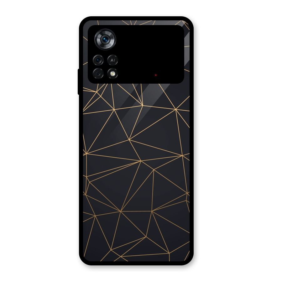 Black Golden Lines Glass Back Case for Poco X4 Pro 5G