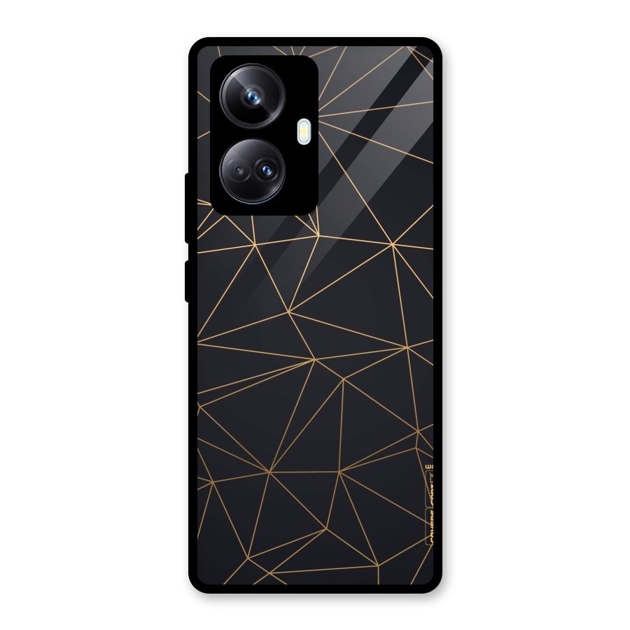 Black Golden Lines Glass Back Case for Realme 10 Pro Plus