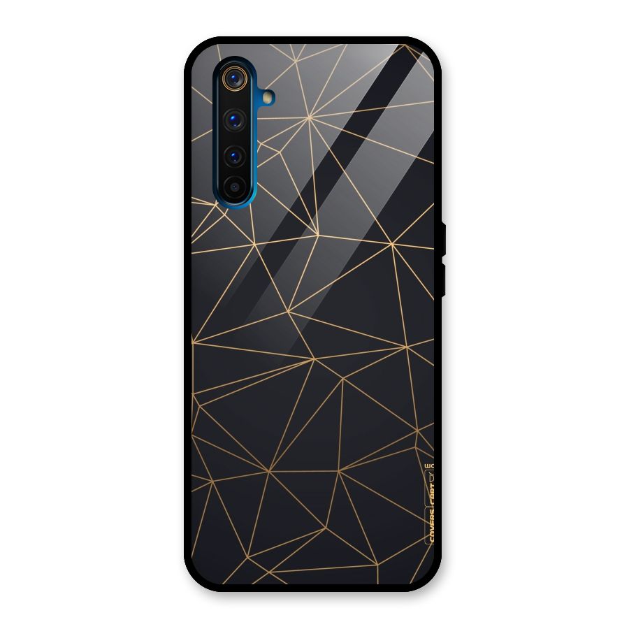 Black Golden Lines Glass Back Case for Realme 6 Pro