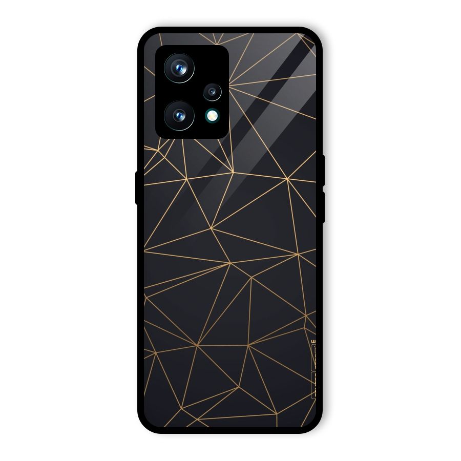 Black Golden Lines Glass Back Case for Realme 9