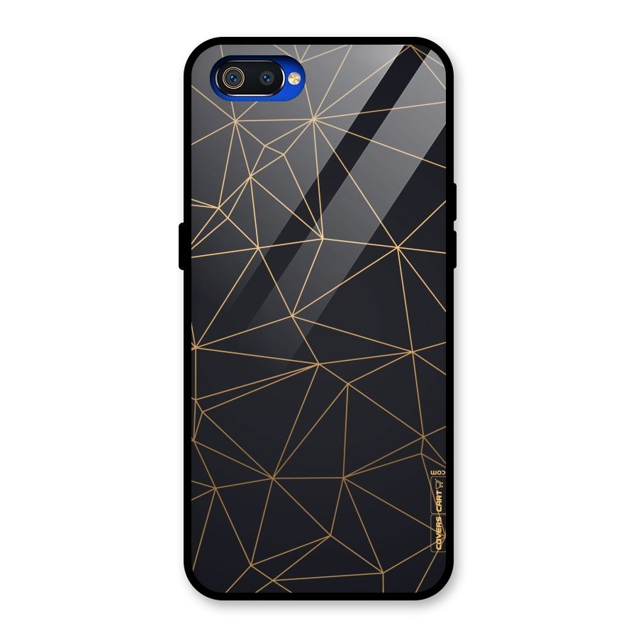 Black Golden Lines Glass Back Case for Realme C2