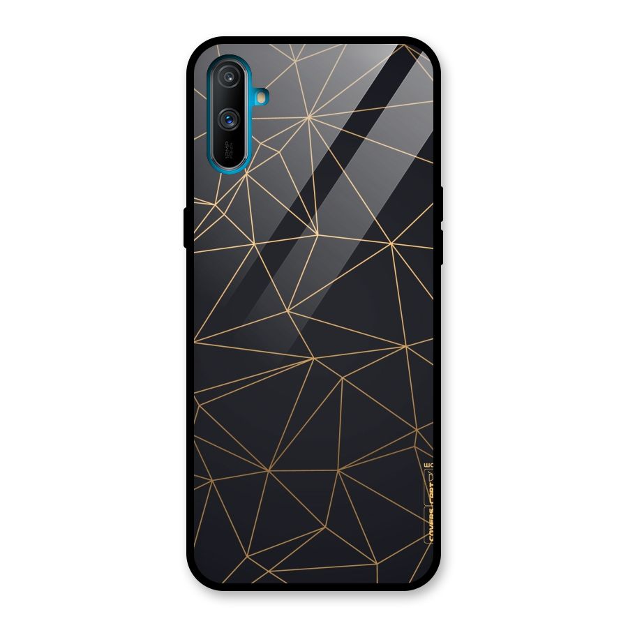 Black Golden Lines Glass Back Case for Realme C3