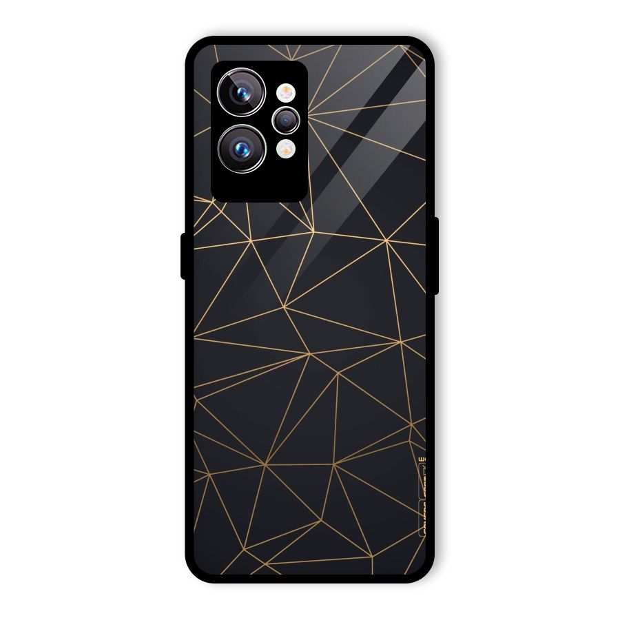 Black Golden Lines Glass Back Case for Realme GT2 Pro
