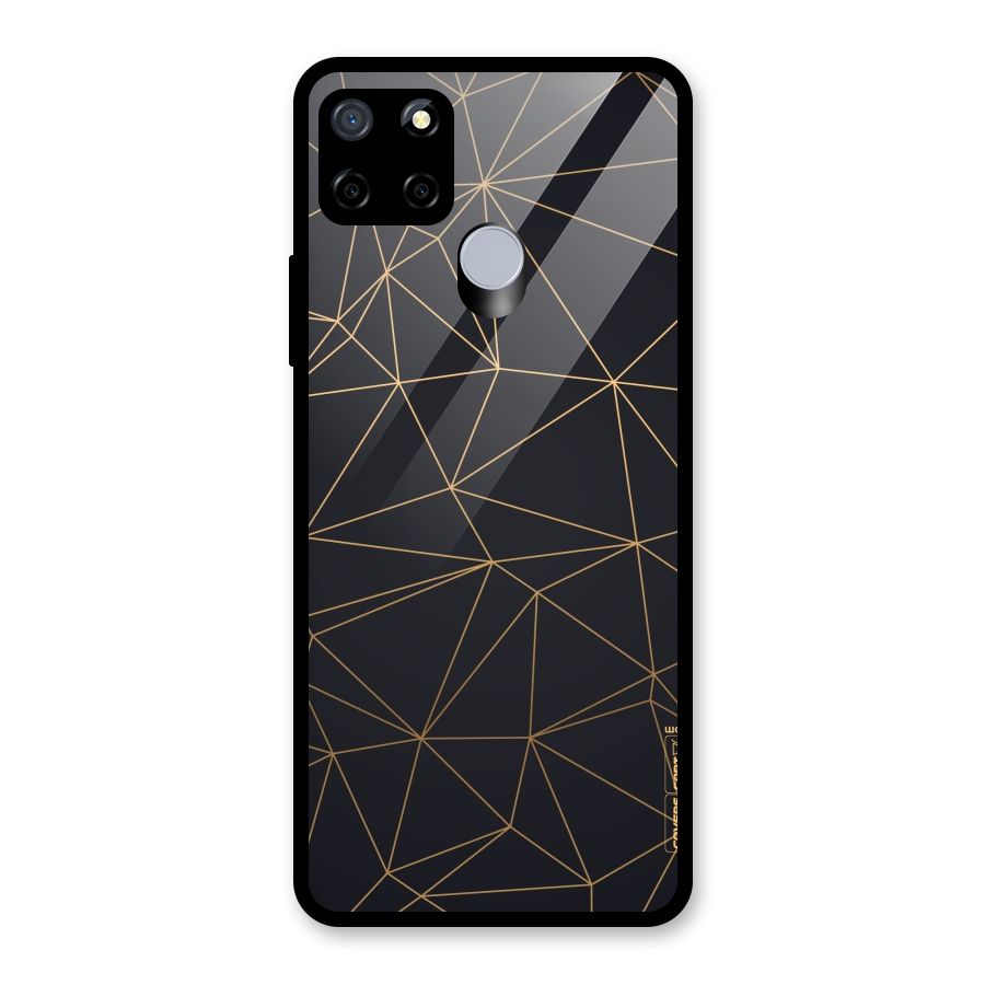 Black Golden Lines Glass Back Case for Realme Narzo 20