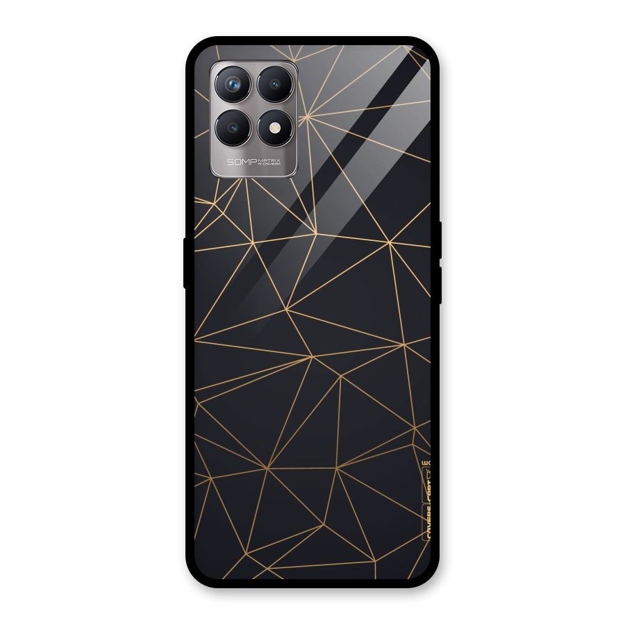 Black Golden Lines Glass Back Case for Realme Narzo 50