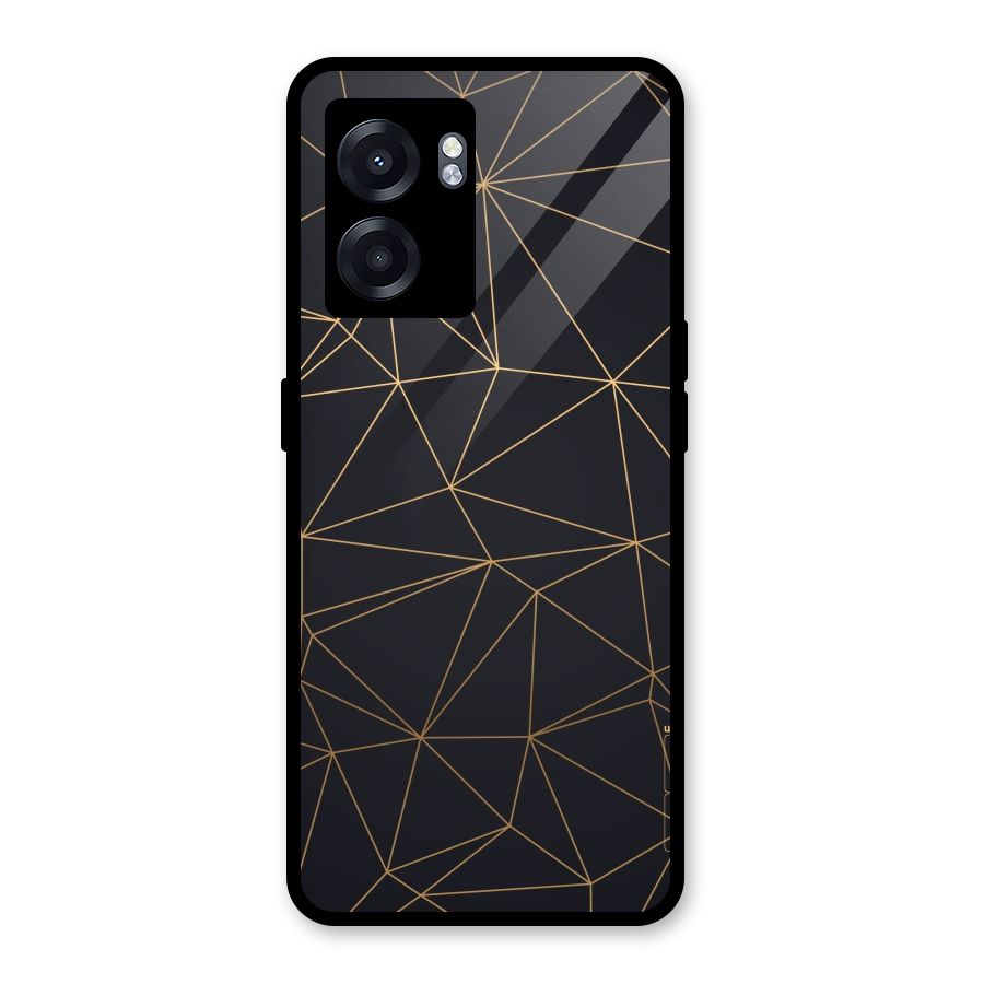 Black Golden Lines Glass Back Case for Realme Narzo 50 5G