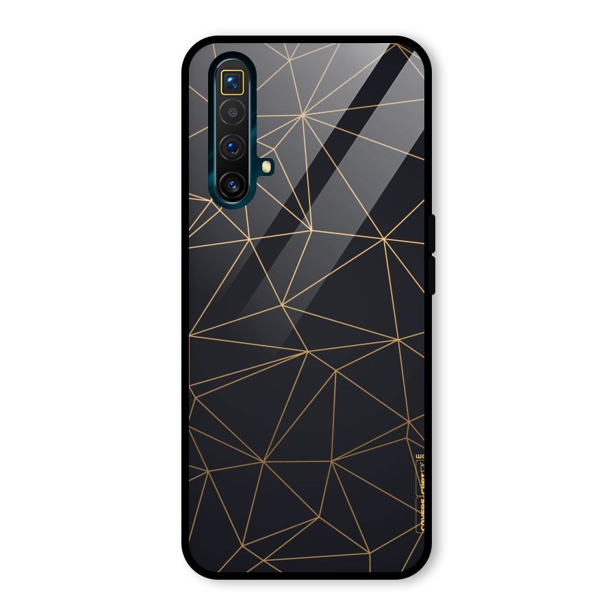 Black Golden Lines Glass Back Case for Realme X3