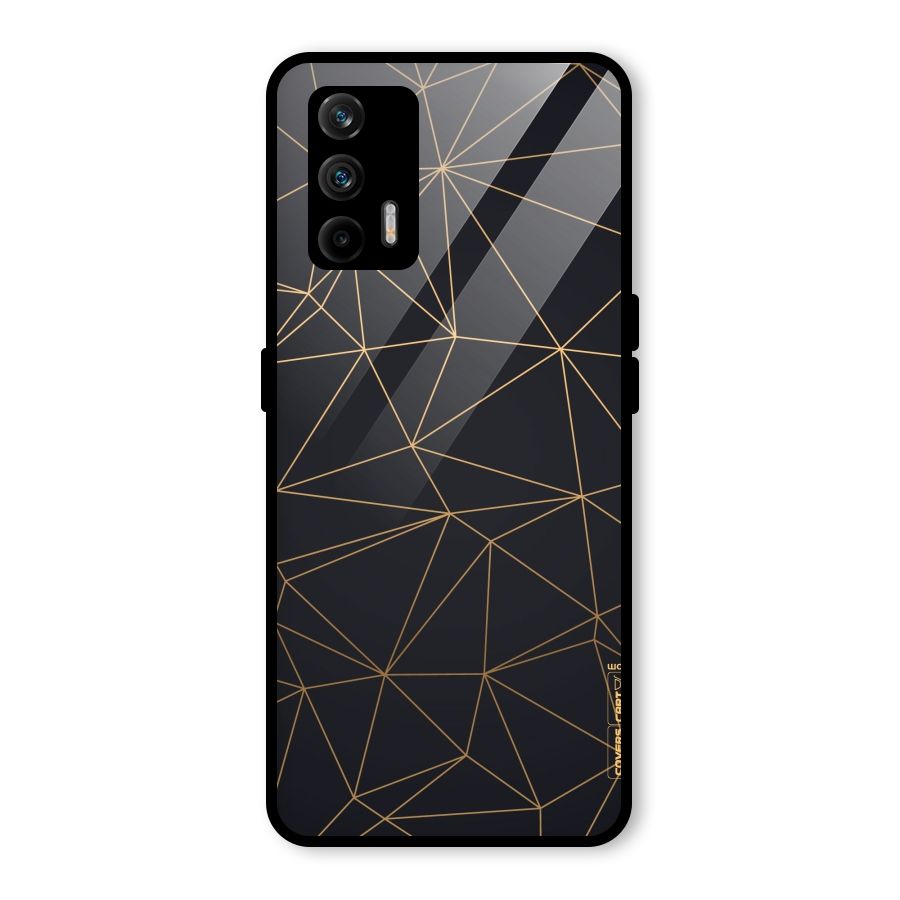 Black Golden Lines Glass Back Case for Realme X7 Max