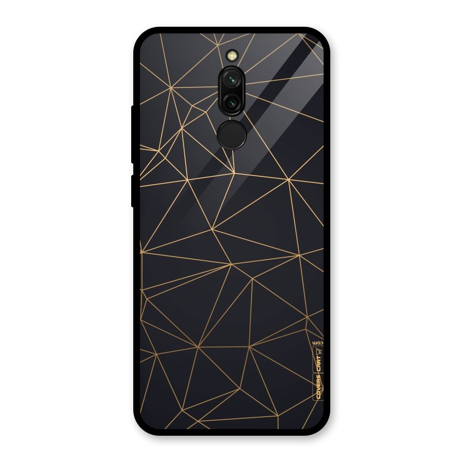 Black Golden Lines Glass Back Case for Redmi 8