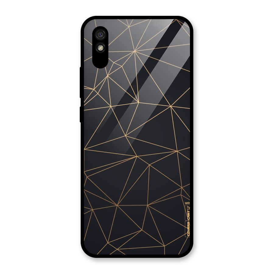 Black Golden Lines Glass Back Case for Redmi 9i