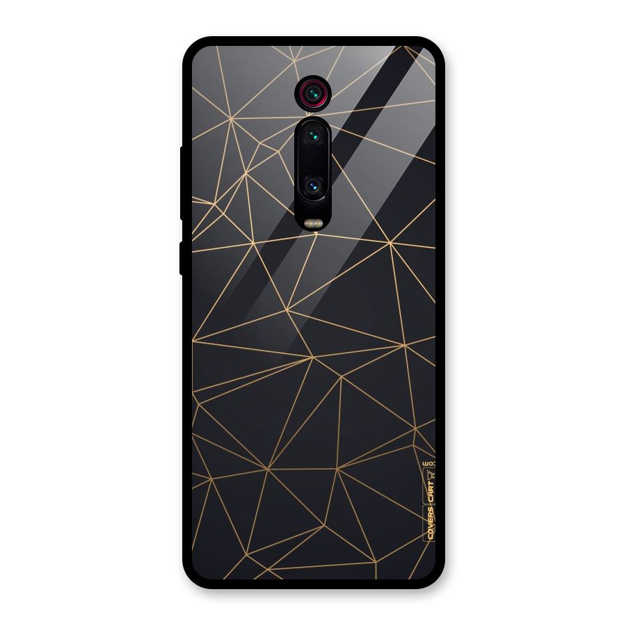 Black Golden Lines Glass Back Case for Redmi K20