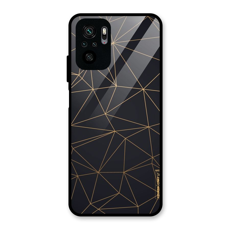 Black Golden Lines Glass Back Case for Redmi Note 10
