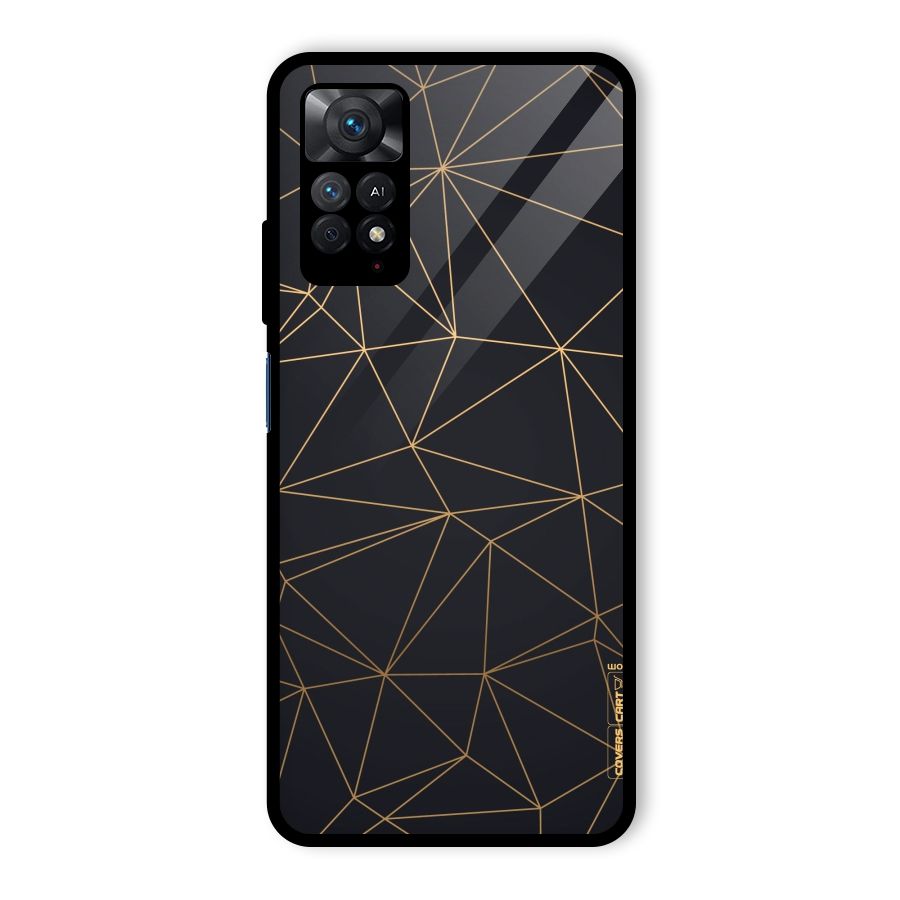 Black Golden Lines Glass Back Case for Redmi Note 11 Pro