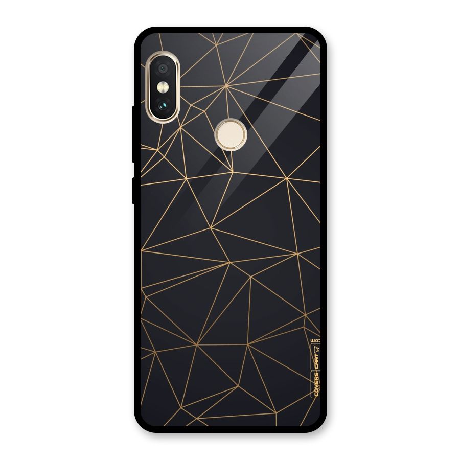 Black Golden Lines Glass Back Case for Redmi Note 5 Pro