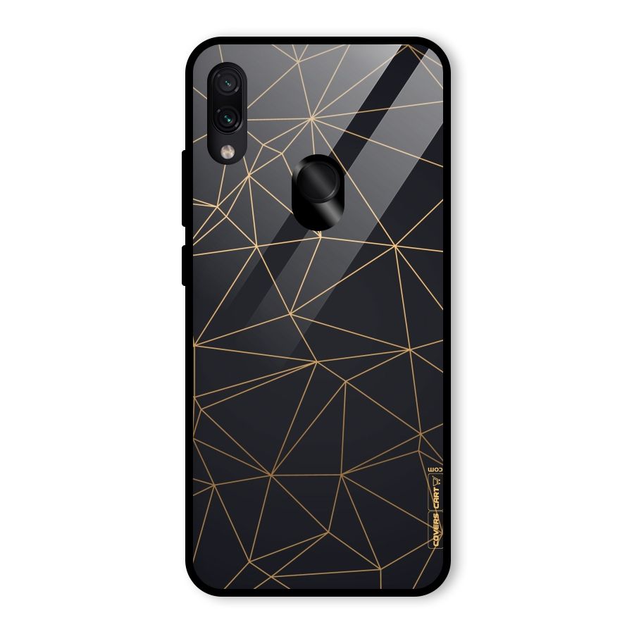 Black Golden Lines Glass Back Case for Redmi Note 7S