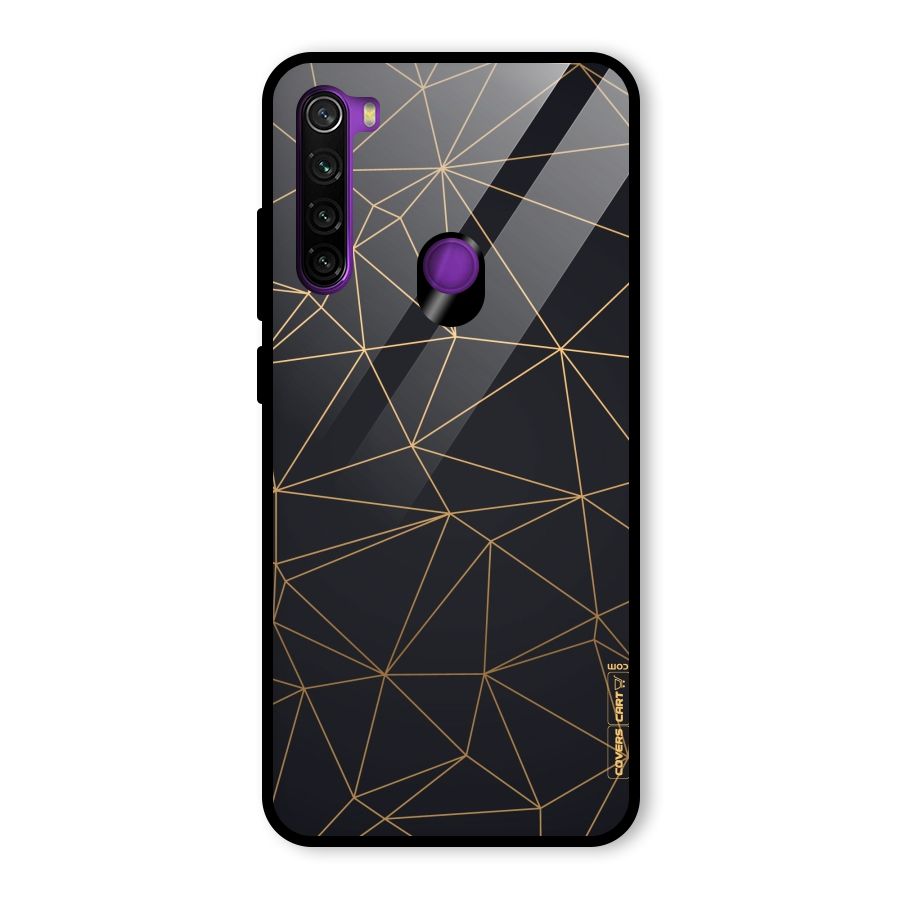 Black Golden Lines Glass Back Case for Redmi Note 8