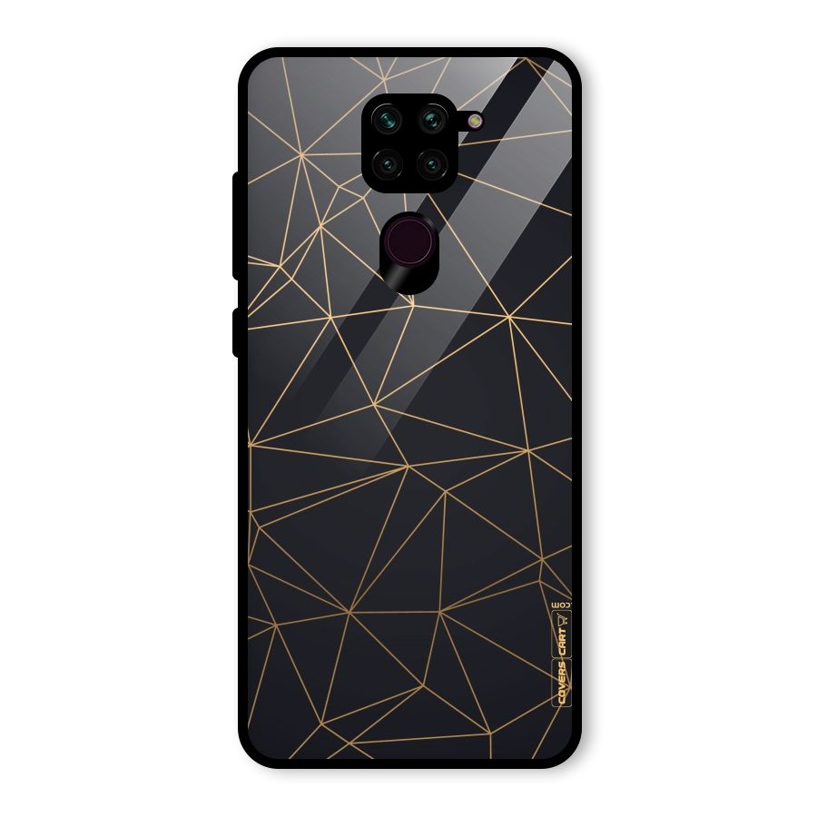 Black Golden Lines Glass Back Case for Redmi Note 9