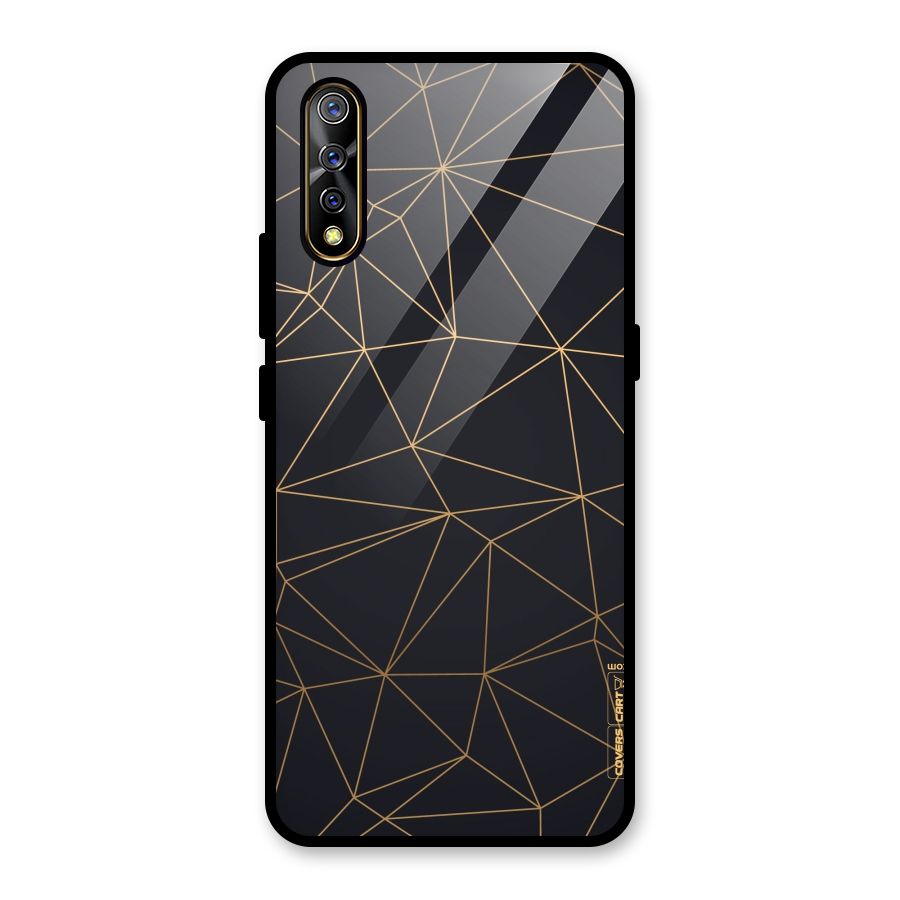Black Golden Lines Glass Back Case for Vivo S1