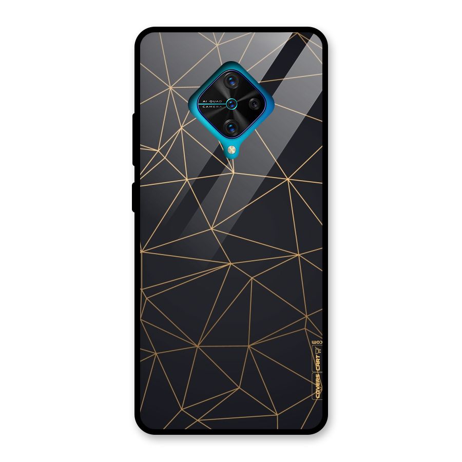 Black Golden Lines Glass Back Case for Vivo S1 Pro