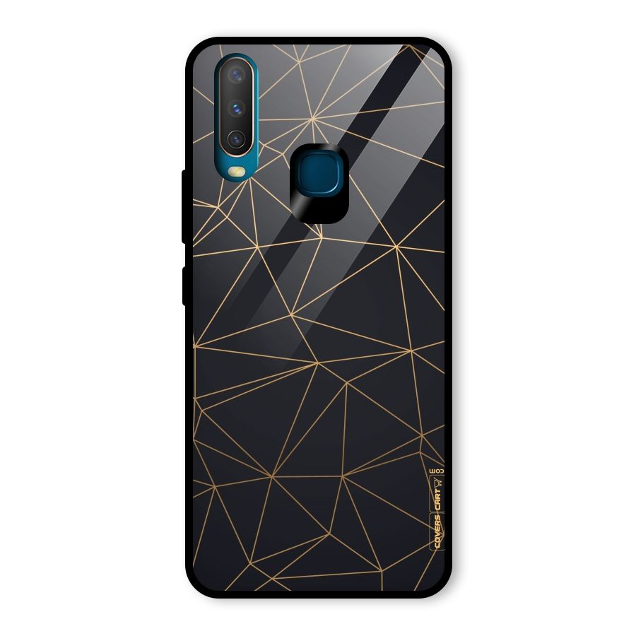 Black Golden Lines Glass Back Case for Vivo U10