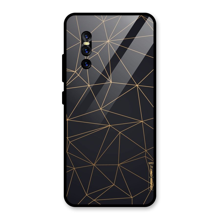 Black Golden Lines Glass Back Case for Vivo V15 Pro