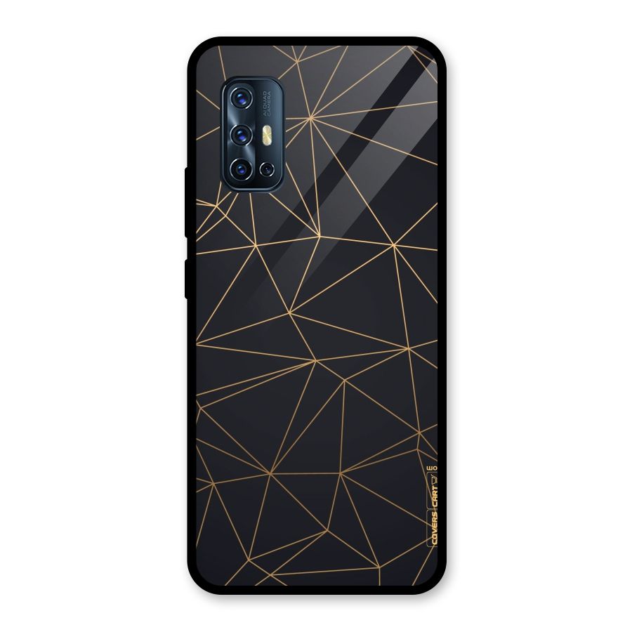 Black Golden Lines Glass Back Case for Vivo V17