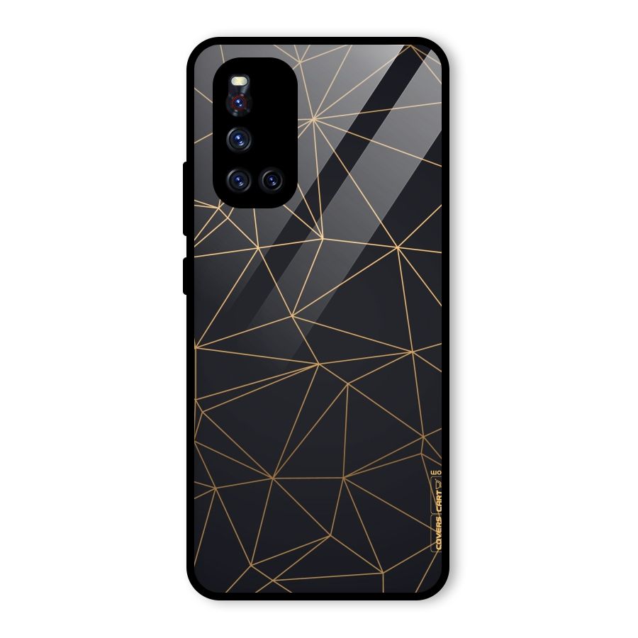 Black Golden Lines Glass Back Case for Vivo V19