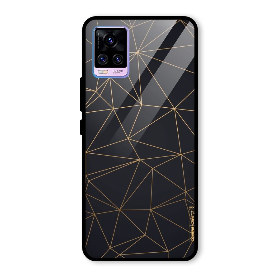 Black Golden Lines Glass Back Case for Vivo V20 Pro