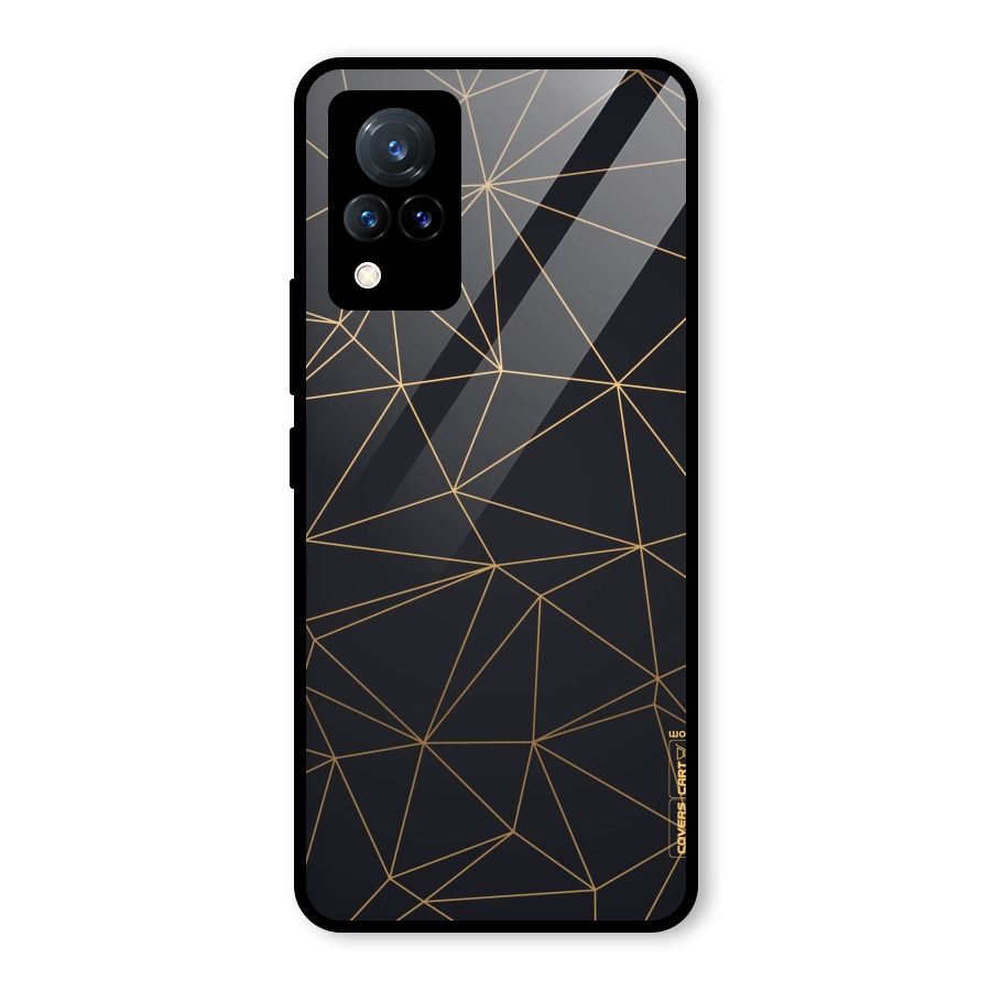 Black Golden Lines Glass Back Case for Vivo V21 5G