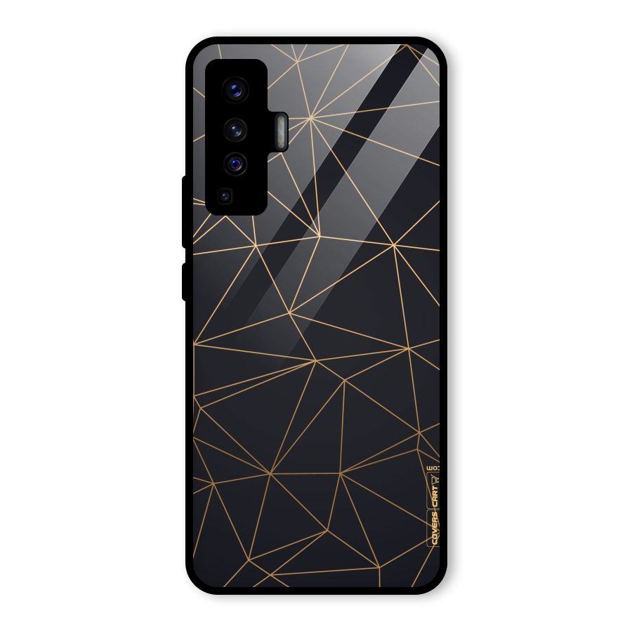 Black Golden Lines Glass Back Case for Vivo X50