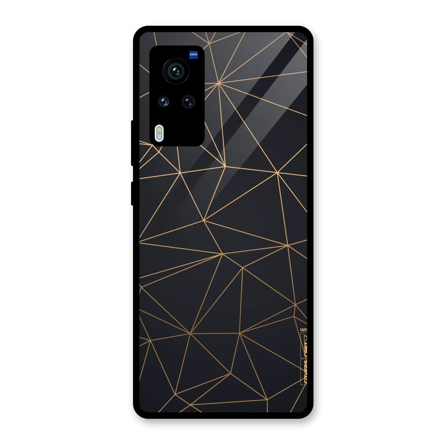 Black Golden Lines Glass Back Case for Vivo X60 Pro
