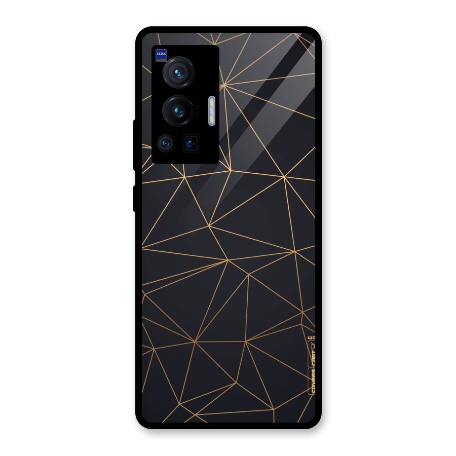 Black Golden Lines Glass Back Case for Vivo X70 Pro