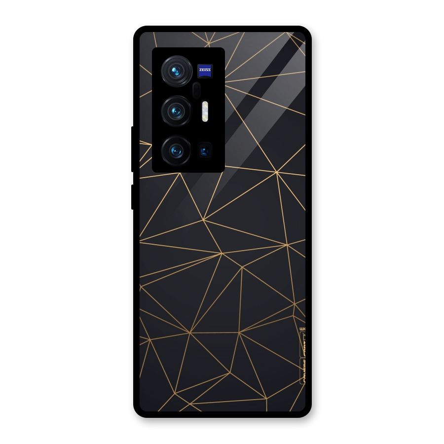 Black Golden Lines Glass Back Case for Vivo X70 Pro Plus