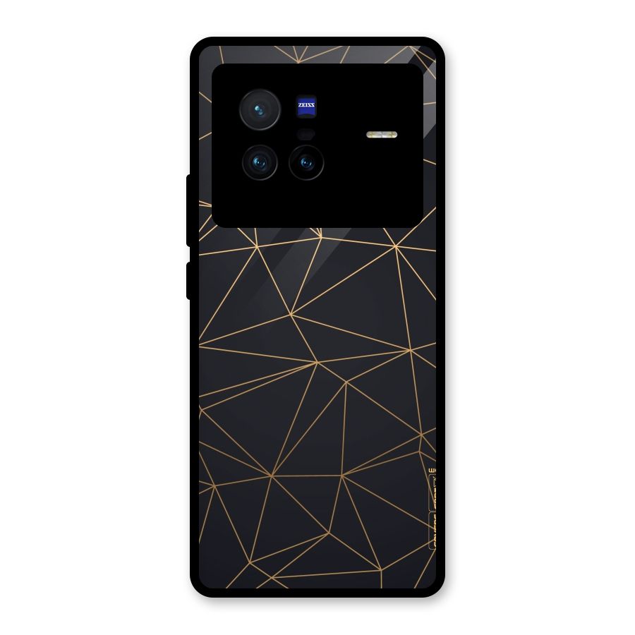 Black Golden Lines Glass Back Case for Vivo X80