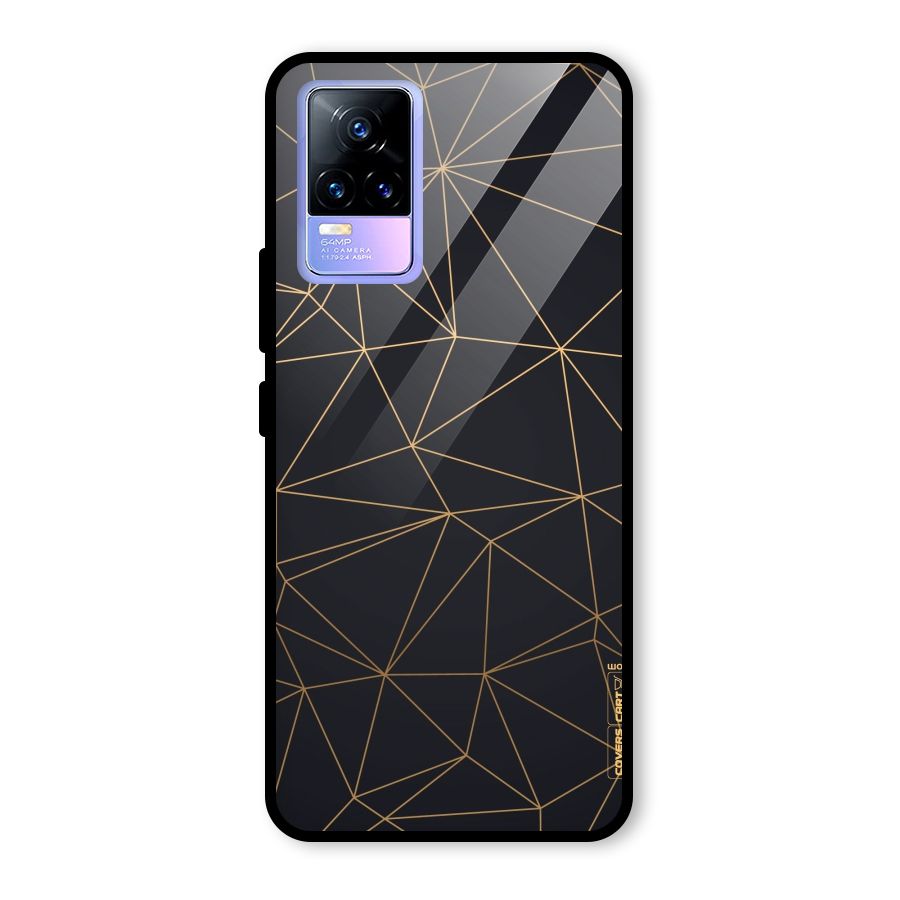 Black Golden Lines Glass Back Case for Vivo Y73