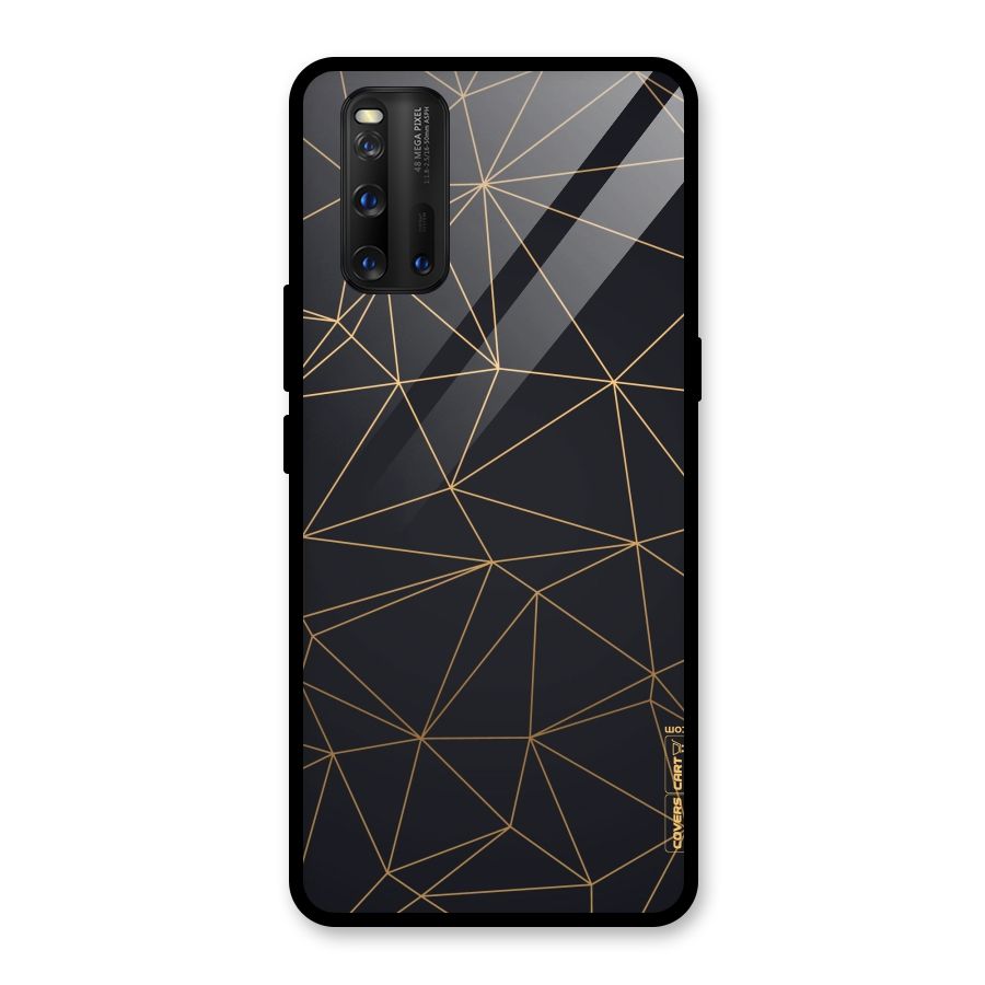 Black Golden Lines Glass Back Case for Vivo iQOO 3