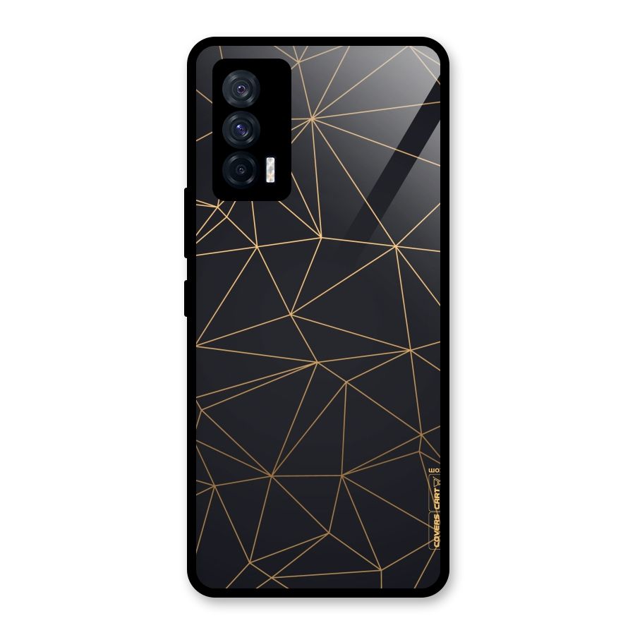 Black Golden Lines Glass Back Case for Vivo iQOO 7 5G