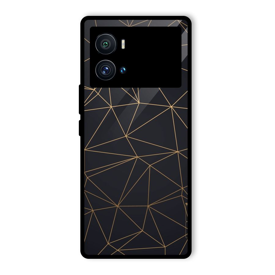 Black Golden Lines Glass Back Case for Vivo iQOO 9 Pro