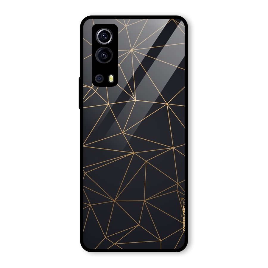Black Golden Lines Glass Back Case for Vivo iQOO Z3