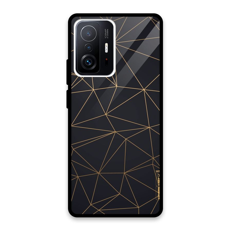 Black Golden Lines Glass Back Case for Xiaomi 11T Pro