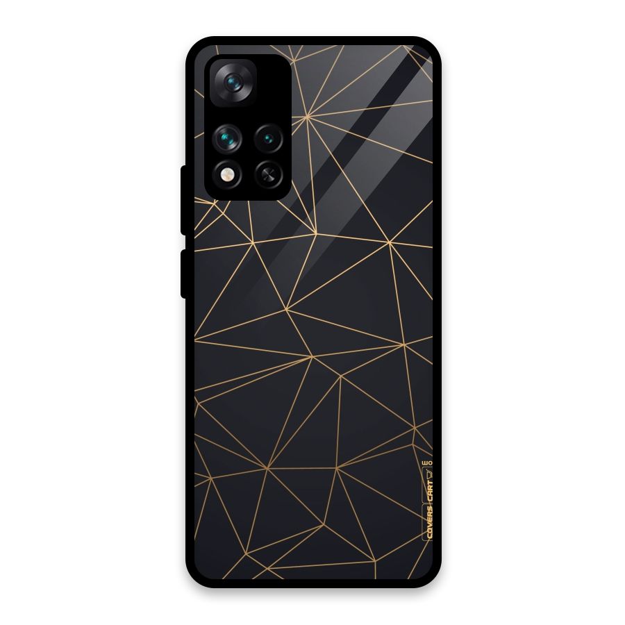 Black Golden Lines Glass Back Case for Xiaomi 11i HyperCharge 5G