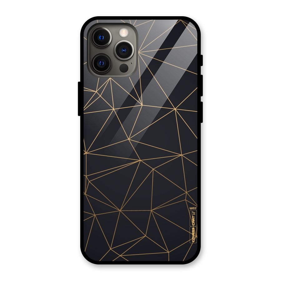 Black Golden Lines Glass Back Case for iPhone 12 Pro Max